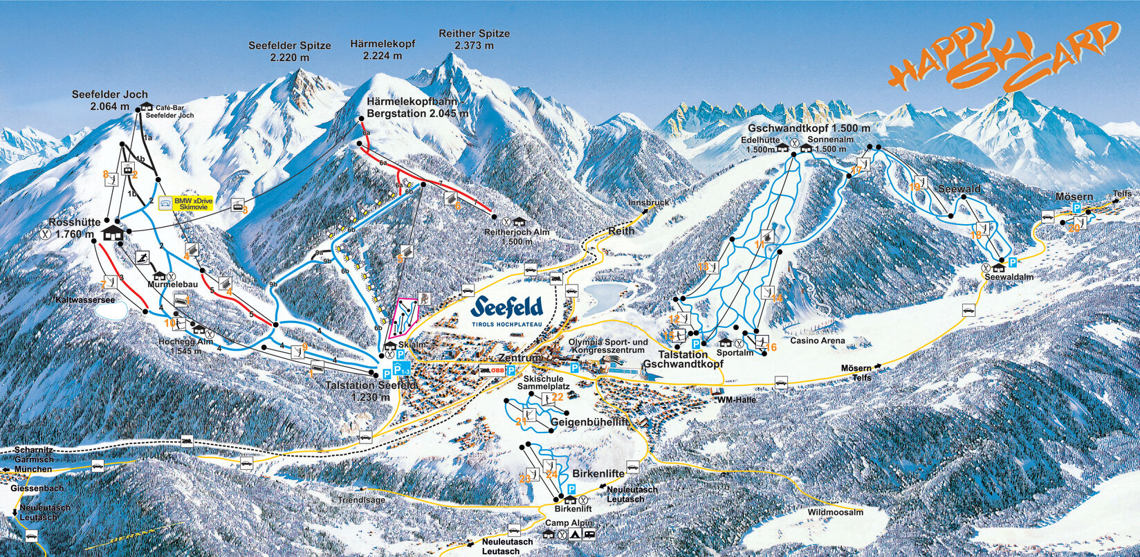 PistenplanSkigebiet Seefeld / Birkenlift & Geigenbühellift