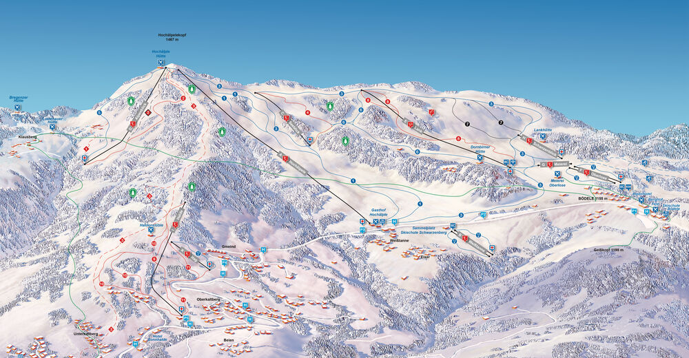 Plano de pista Estación de esquí Bödele / Schwarzenberg