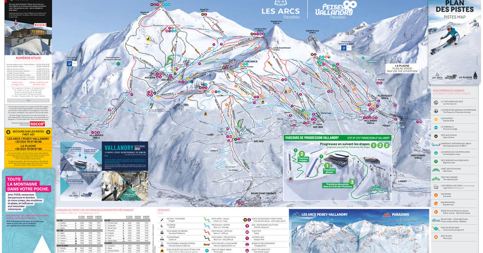 Planul pistelor Zonă de schi Les Arcs - Bourg-Saint-Maurice / Paradiski