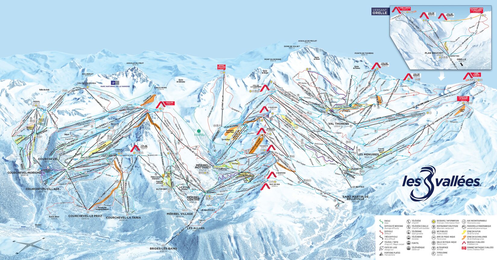 PistenplanSkigebiet Val Thorens / Les 3 Vallées