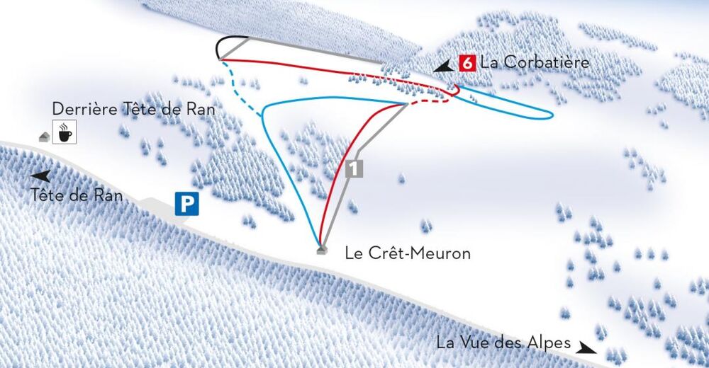 План лыжни Лыжный район Crêt-Meuron