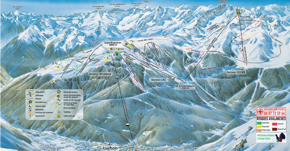 Piste map Ski resort Luchon-Superbagnères