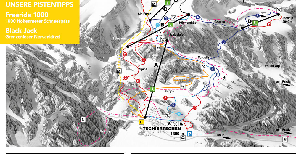 Pistenplan Skigebiet Tschiertschen