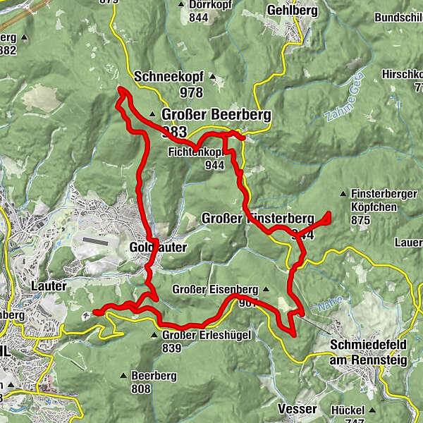 Suhl Großer Finsterberg Fichtenkopf Rosenkopf BERGFEX