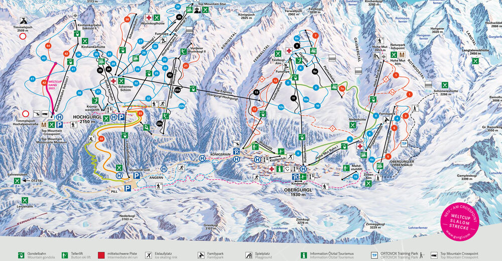 Plan skijaških staza Skijaško područje Obergurgl / Hochgurgl