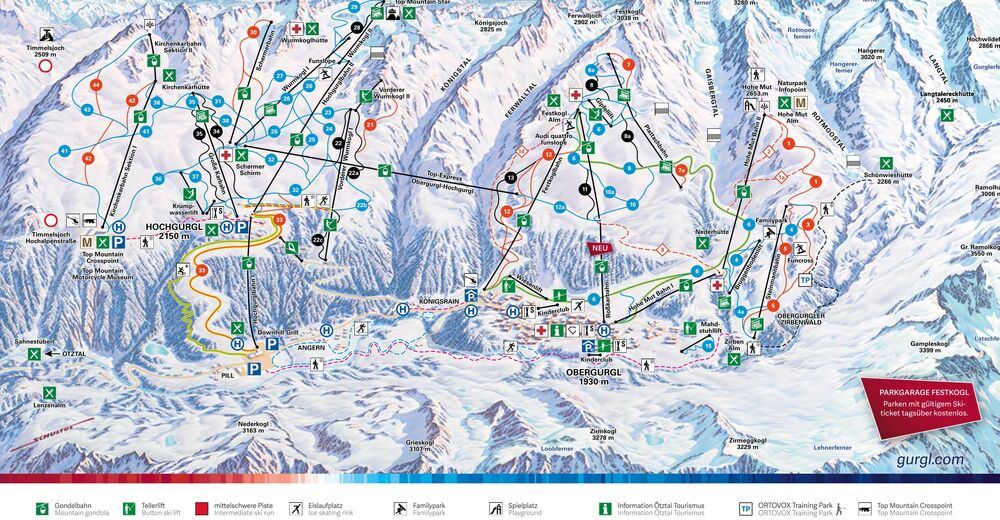 Mappa delle piste Comparto sciistico Obergurgl / Hochgurgl