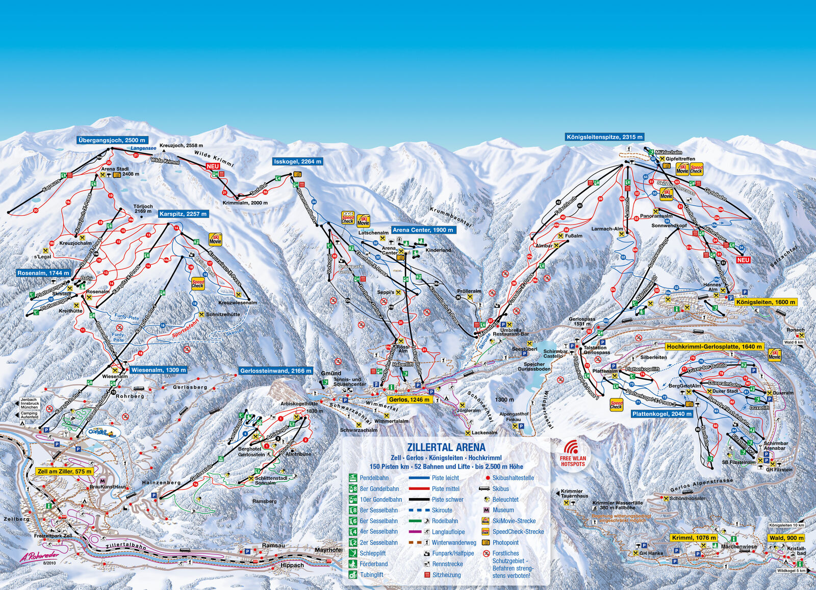 Pistenplan Skigebiet Gerlosstein-Hainzenberg / Zillertal Arena