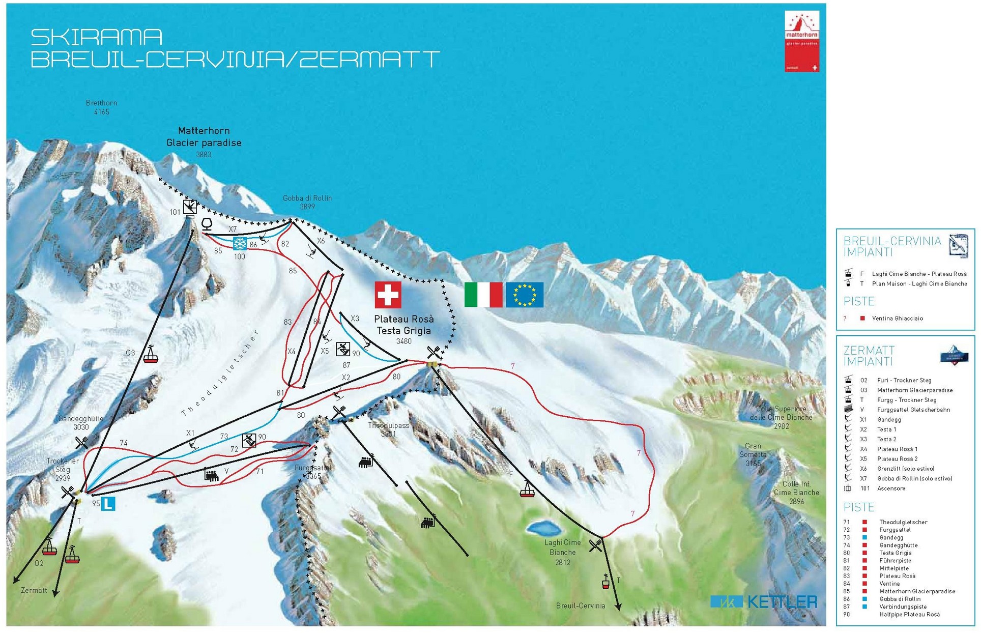 BERGFEX: Panoramic map Breuil Cervinia: Map Breuil Cervinia - Alp ...