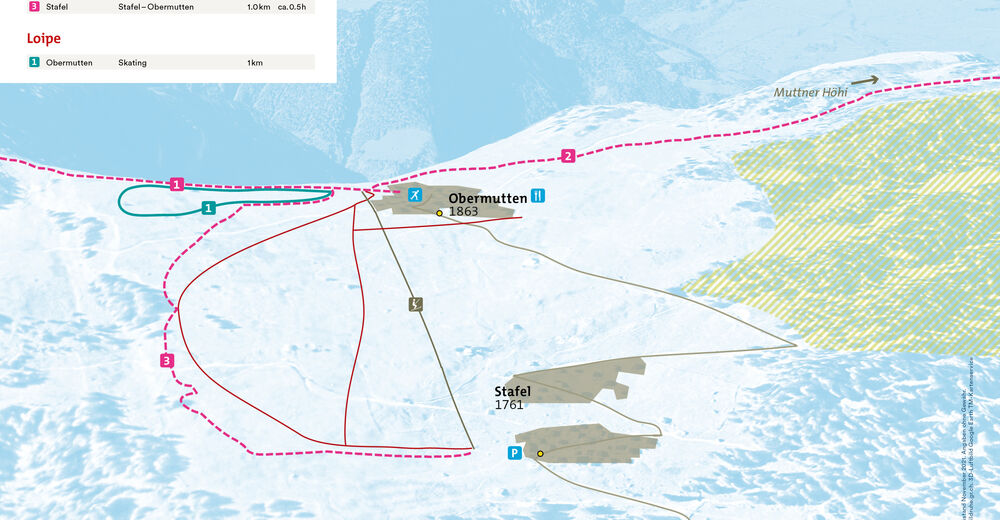 Mappa delle piste Comparto sciistico Mutten - Obermutten