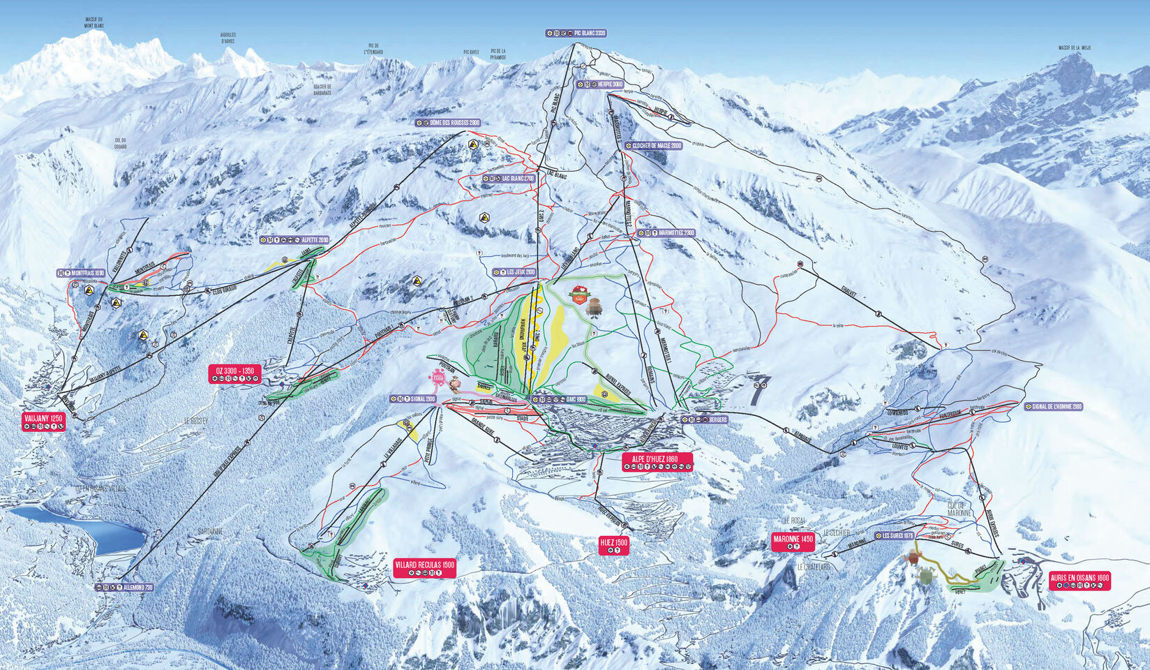 PistenplanSkigebiet Vaujany / Alpe d'Huez Grand Domaine