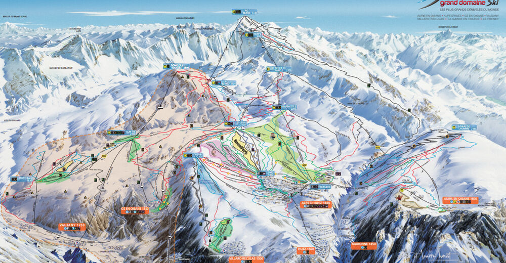 Pistenplan Skigebiet Vaujany / Alpe d'Huez Grand Domaine