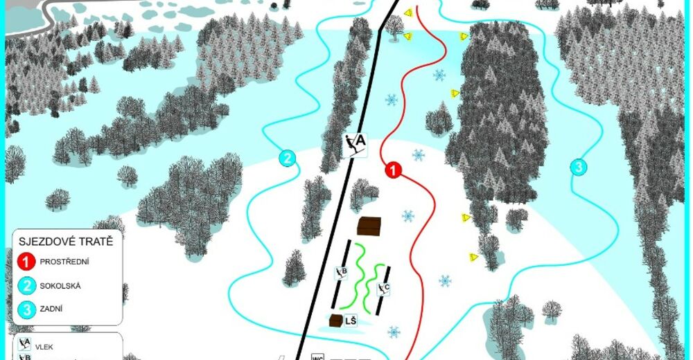 Mapa stoków Ośrodek narciarski Kozákov