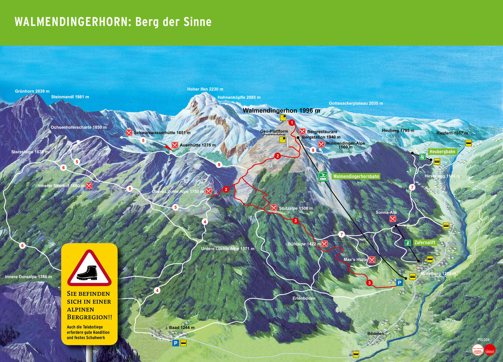 BERGFEX: Carte panoramique Walmendingerhorn / Kleinwalsertal: Carte