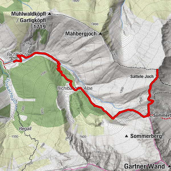 Bichlbächle Sommerbergjöchle Sättele Joch Bleispitze BERGFEX