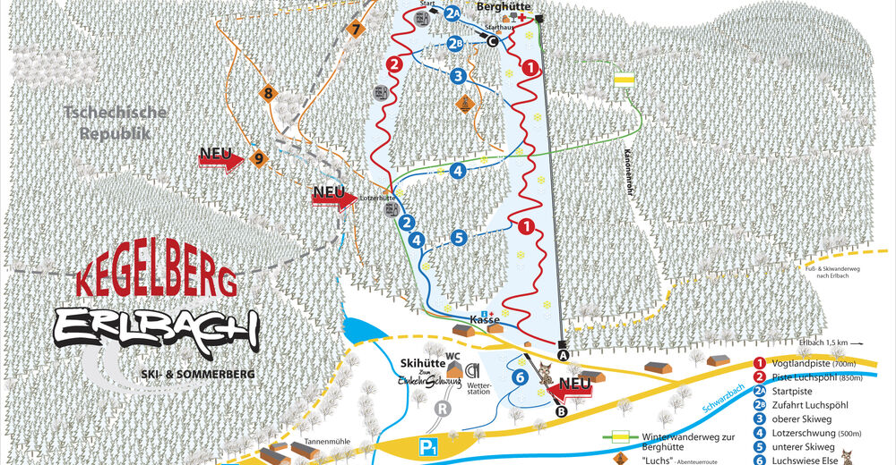 Plan de piste Station de ski Kegelberg - Erlbach