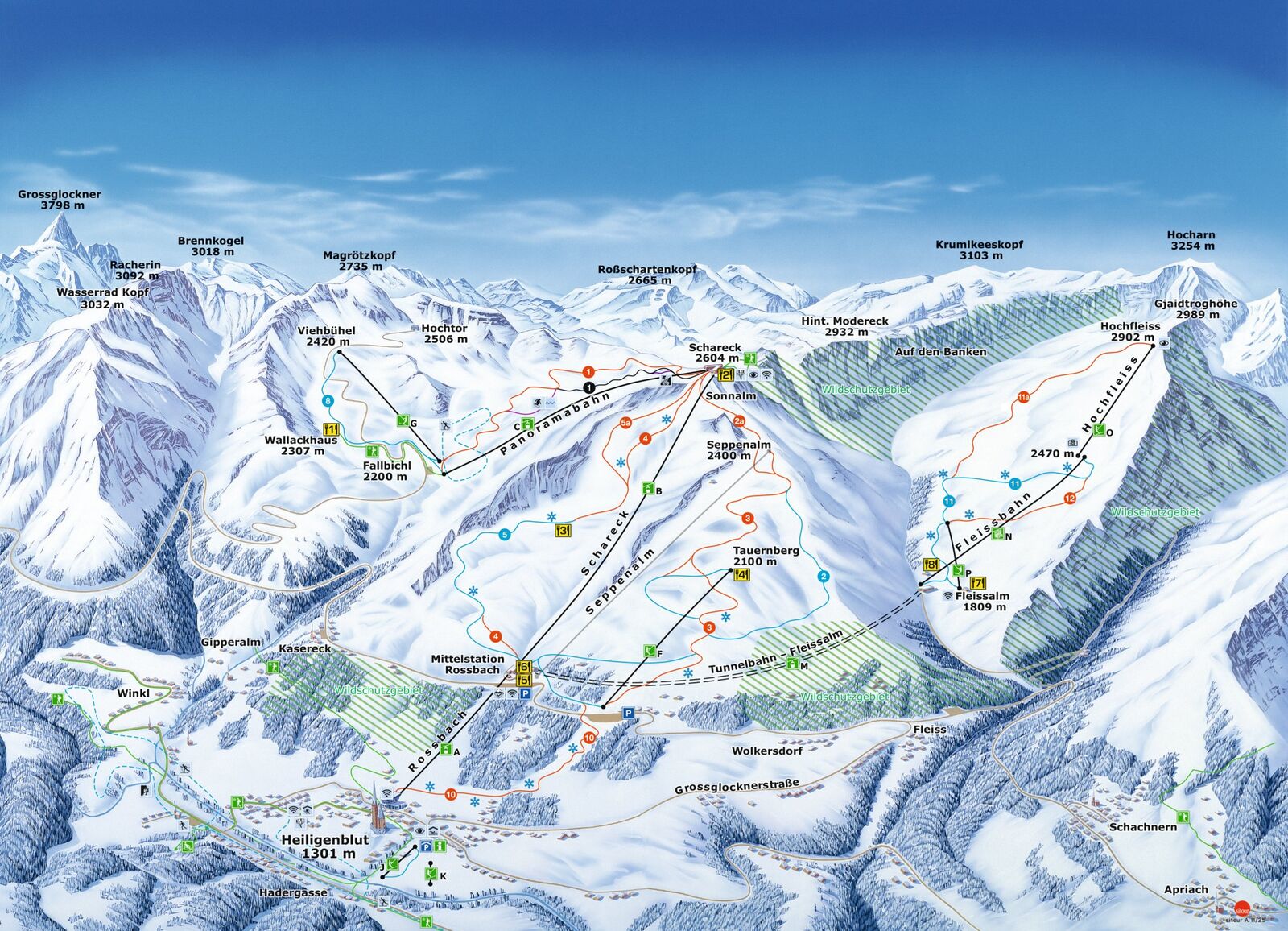 Pistenplan Skigebiet Heiligenblut / Grossglockner Pistenplan Skigebiet Heiligenblut / Grossglockner