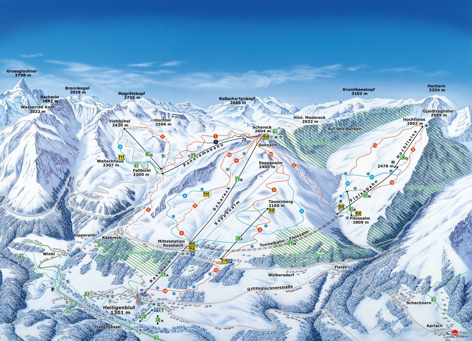 Pistenplan Skigebiet Heiligenblut / Grossglockner