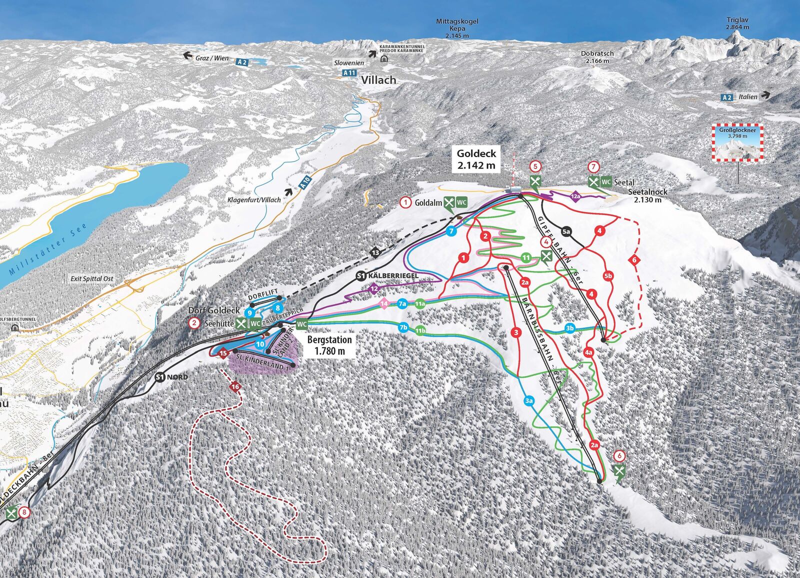 Pistenplan Skigebiet Goldeck am Millstätter See Pistenplan Skigebiet Goldeck am Millstätter See