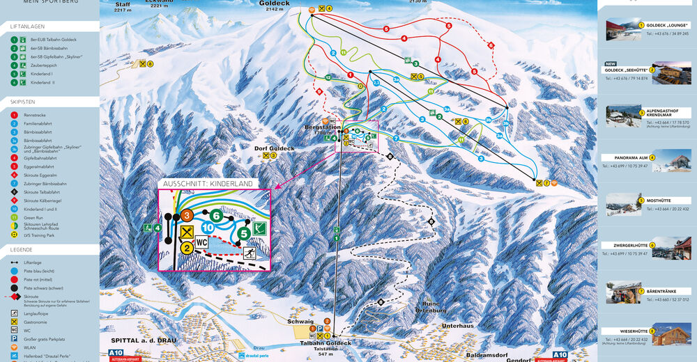 Planul pistelor Zonă de schi Goldeck am Millstätter See