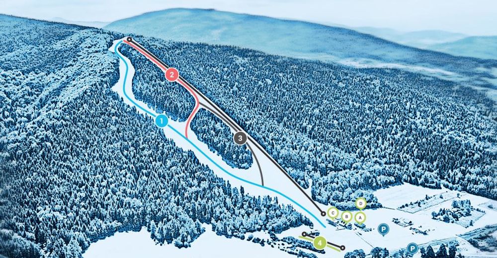 Planul pistelor Zonă de schi Kasina Ski&Bike Park