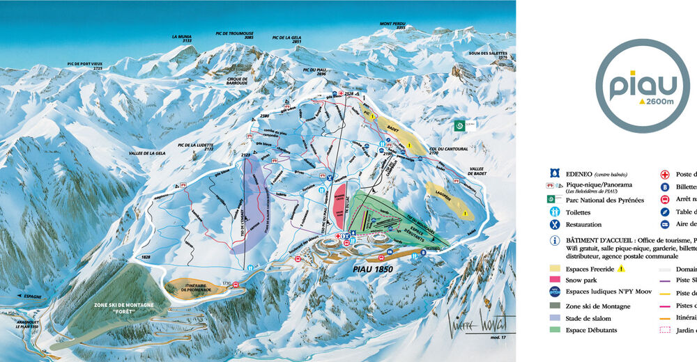 Planul pistelor Zonă de schi Piau-Engaly