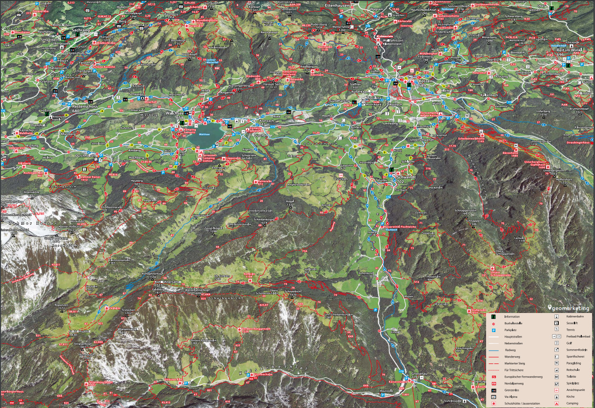BERGFEX: Panoramakarte Kaiserwinkl: Karte Kaiserwinkl - Alm - Kaiserwinkl