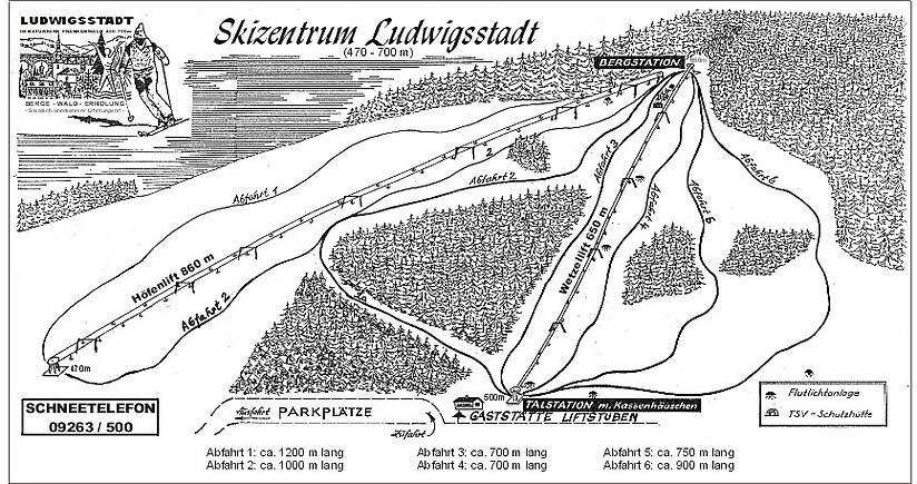 PistenplanSkigebiet Skizentrum Ludwigsstadt / Wetzel