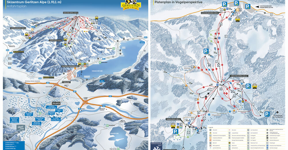 Plan skijaških staza Skijaško područje Gerlitzen Alpe