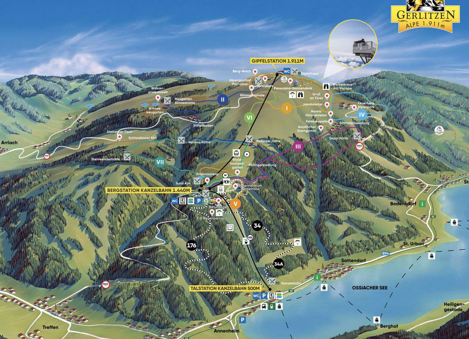 Pistenplan Skigebiet Gerlitzen Alpe