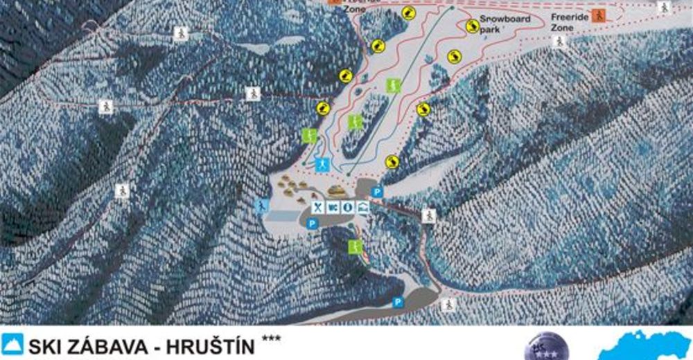 Plan de piste Station de ski Ski Zábava Hruštín