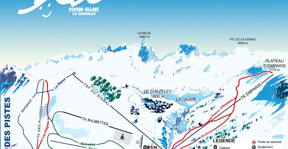 Pisteplan Skiområde Le Chazelet