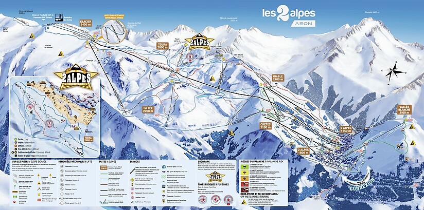 PistenplanSkigebiet Les 2 Alpes
