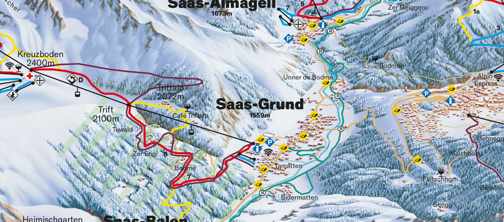 Loipenplan Saastal - Saas-Grund - Saas-Almagell - Saas-Balen