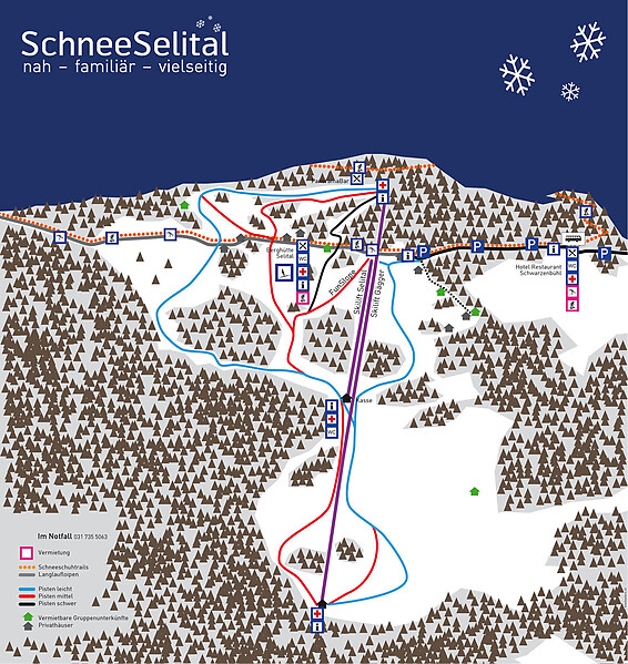 PistenplanSkigebiet Schwarzenbühl / Selital