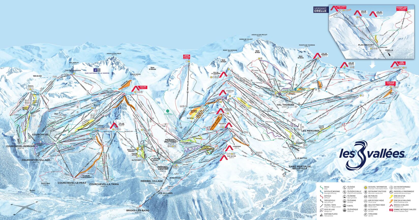 PistenplanSkigebiet Brides-les-Bains / Les 3 Vallées
