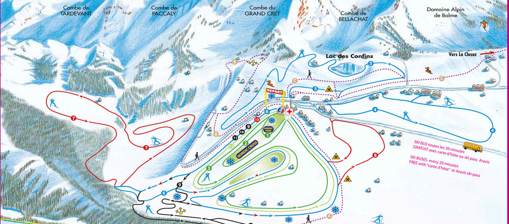 Plans du domaine de ski de fond.  Domaine nordique du plateau de Beauregard