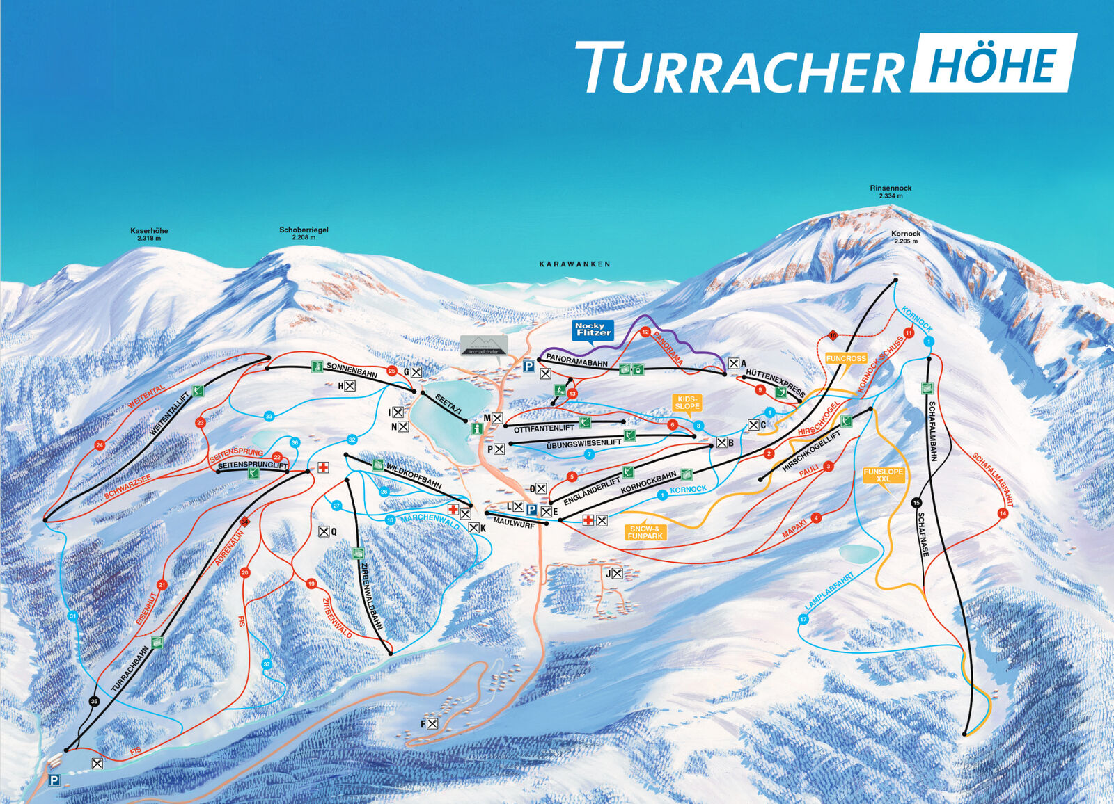 Pistenplan Skigebiet Turracher Höhe