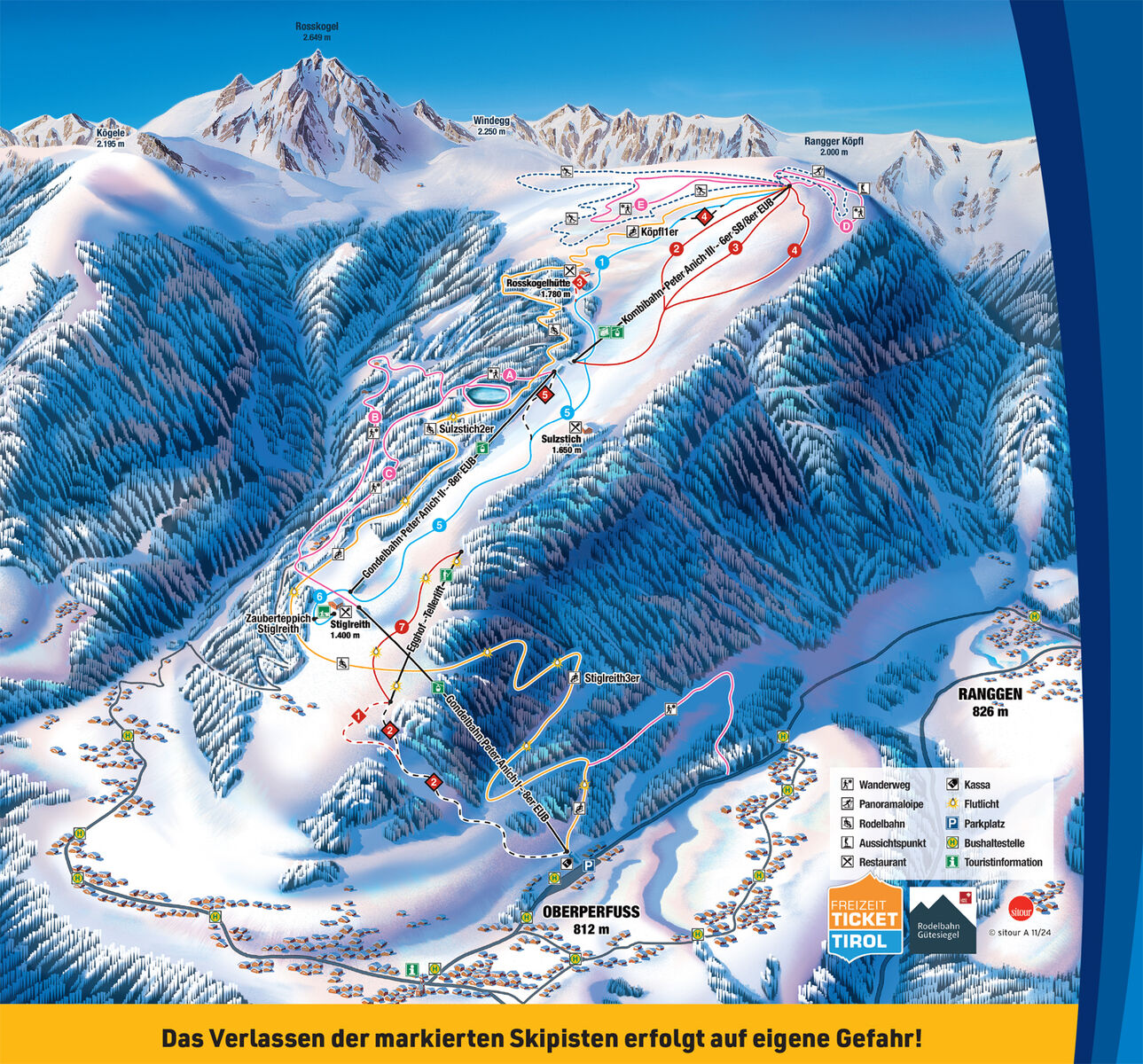 PistenplanSkigebiet Oberperfuss / Rangger Köpfl