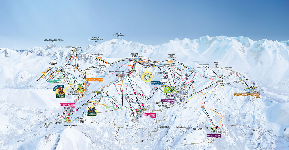 Piste map Ski resort Saint Jean d'Arves - Les Sybelles