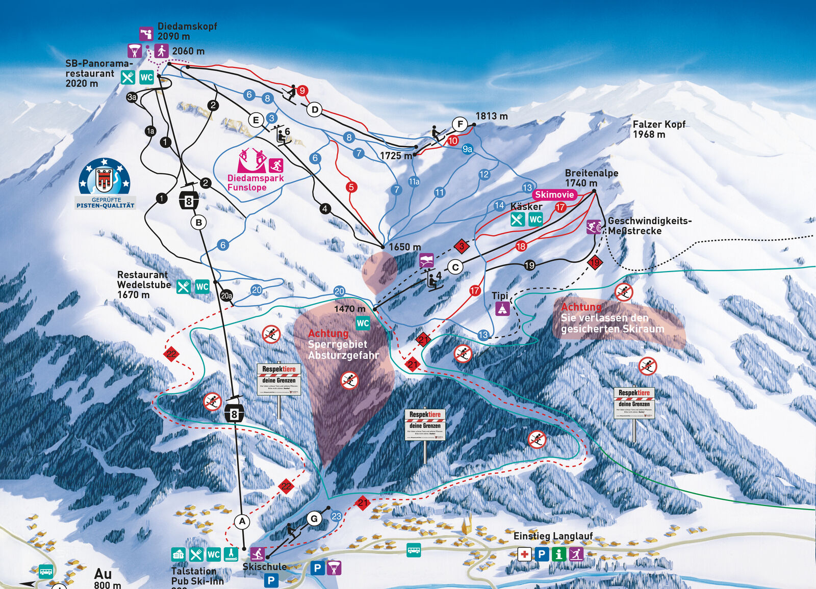 Pistenplan Skigebiet Diedamskopf / Schoppernau Pistenplan Skigebiet Diedamskopf / Schoppernau