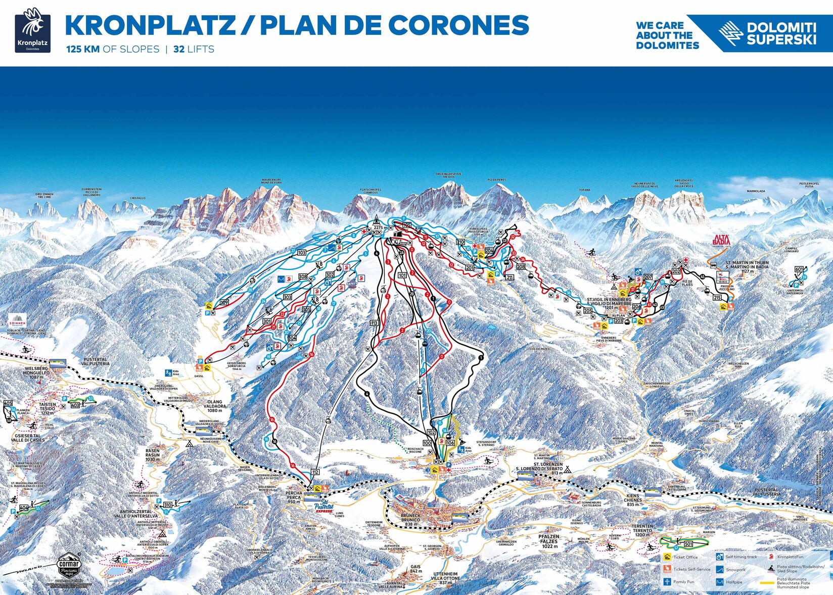 PistenplanSkigebiet Kronplatz - Dolomiten