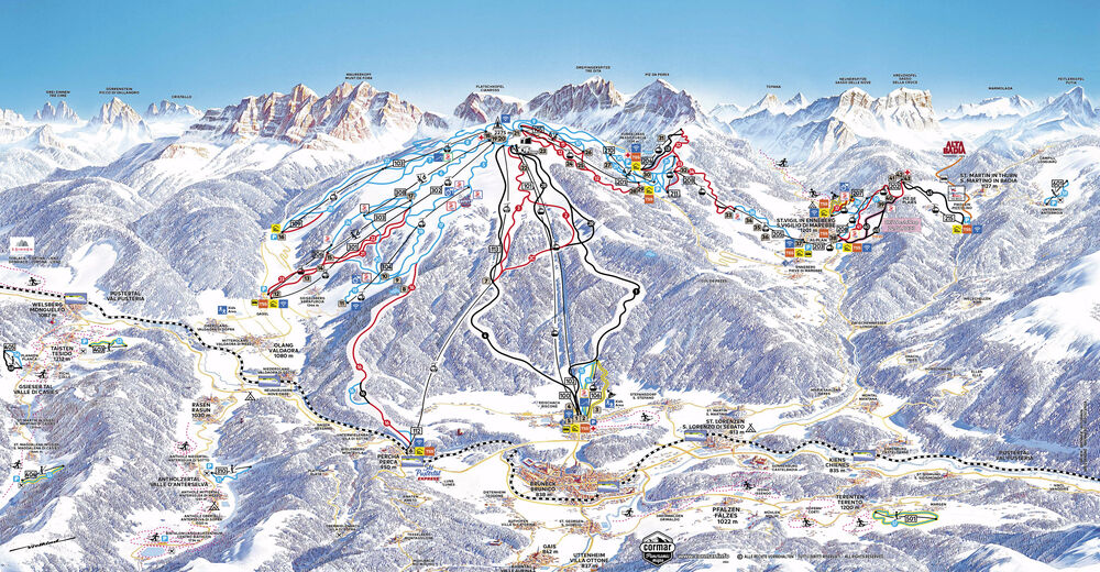 Plan skijaških staza Skijaško područje Kronplatz - Dolomiten