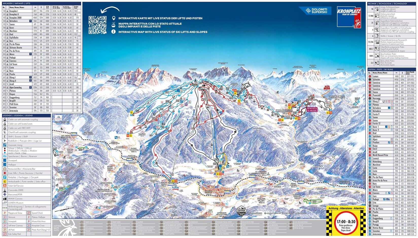 PistenplanSkigebiet Kronplatz - Dolomiten