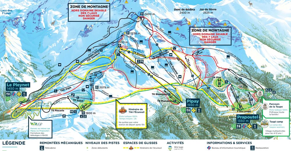 Plan de piste Station de ski Les 7 Laux