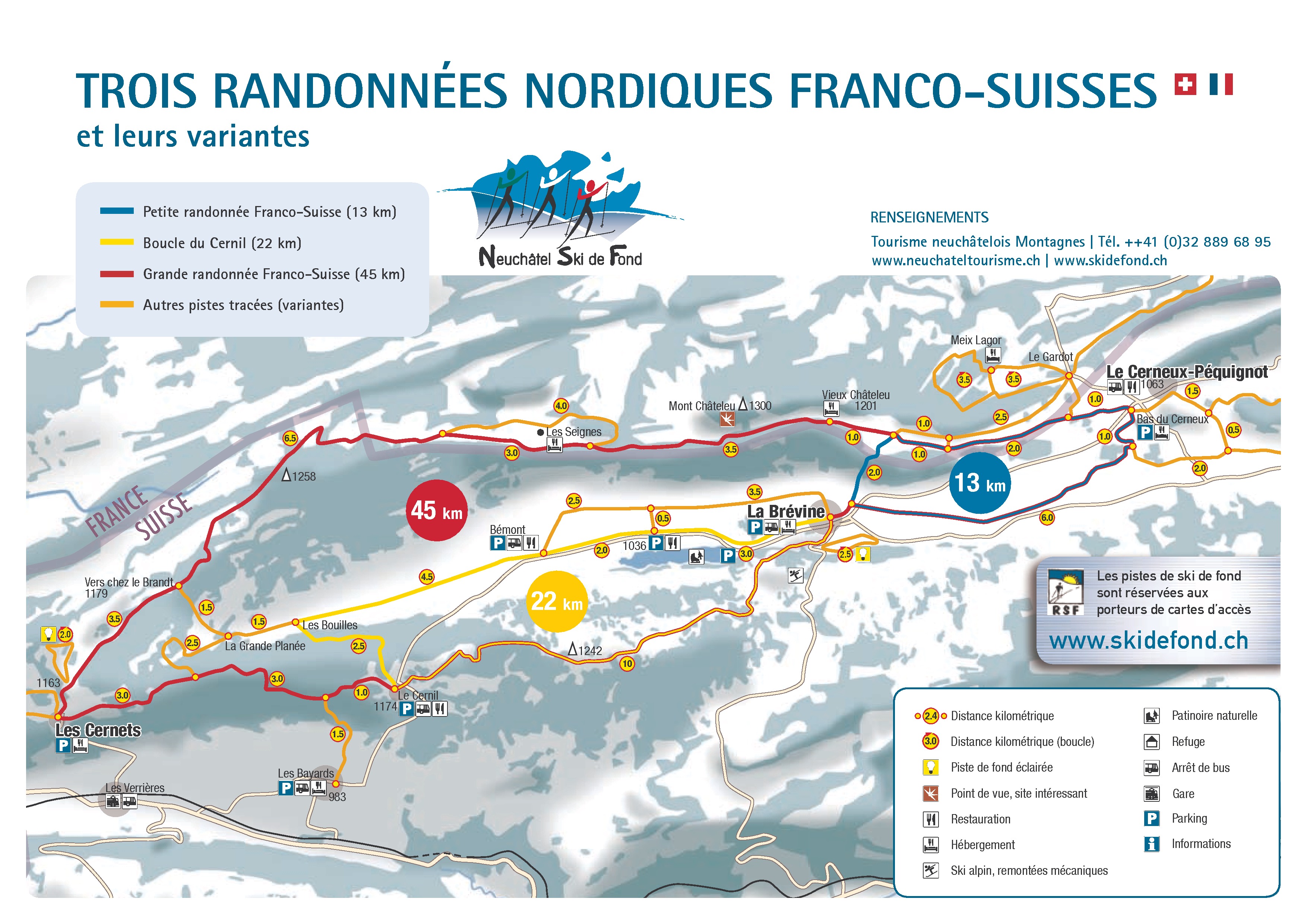 BERGFEX Plan des pistes La ChauxdeFonds Ski de fond La ChauxdeFonds