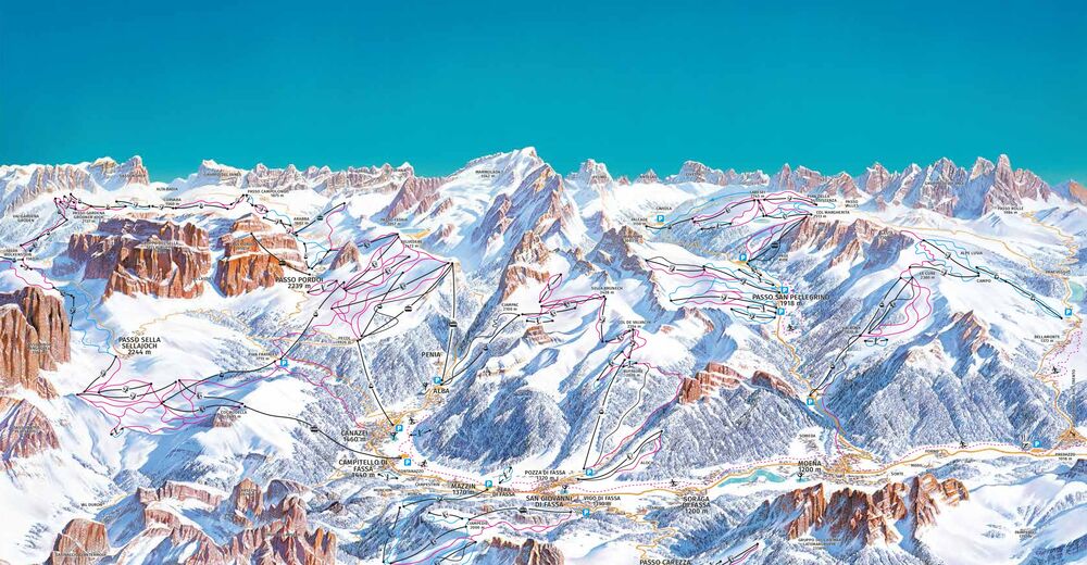 Pistenplan Skigebiet Canazei - Belvedere / Val di Fassa