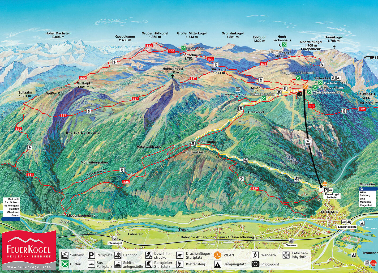 Pistenplan Skigebiet Feuerkogel / Ebensee