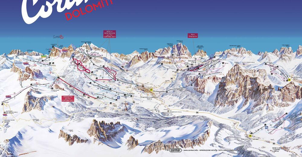 Mappa delle piste Comparto sciistico Cortina d'Ampezzo