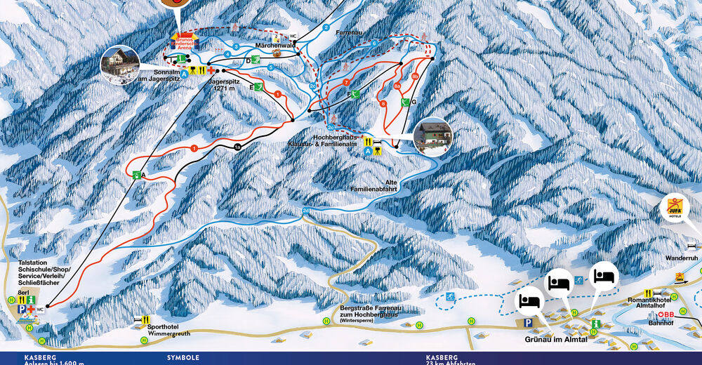 Plan skijaških staza Skijaško područje Kasberg / Grünau im Almtal