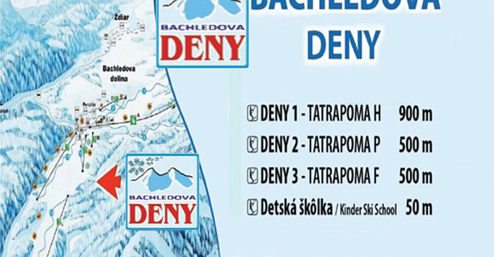 Mapa zjazdoviek Lyžiarske stredisko Bachledova DENY